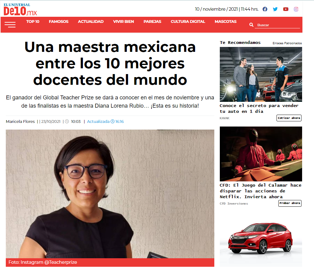 Una maestra mexicana entre los 10 mejores docentes del mundo