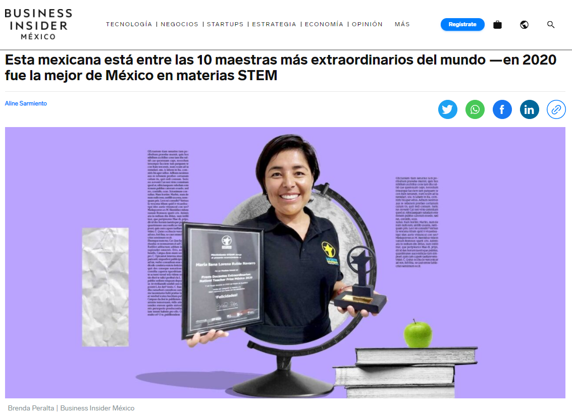 Esta mexicana está entre las 10 maestras más extraordinarios del mundo en 2020 fue la mejor de México en materias STEM