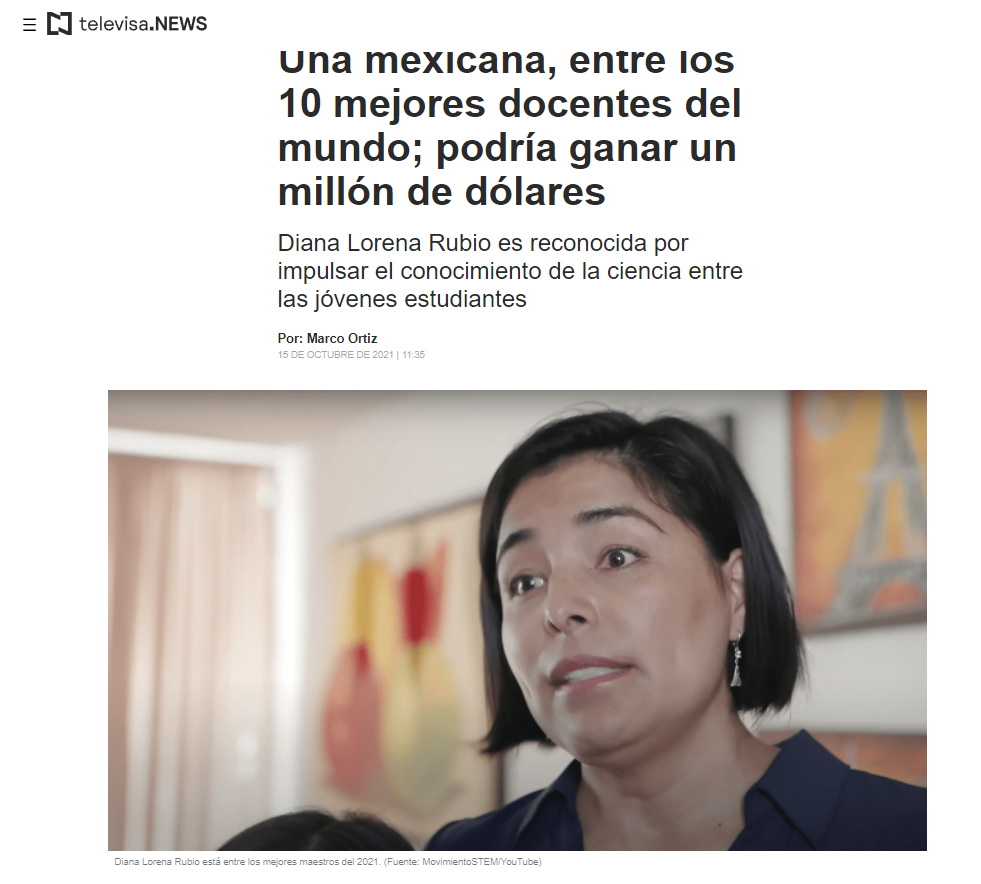 Maestra mexicana es nominada entre las 10 mejores del mundo