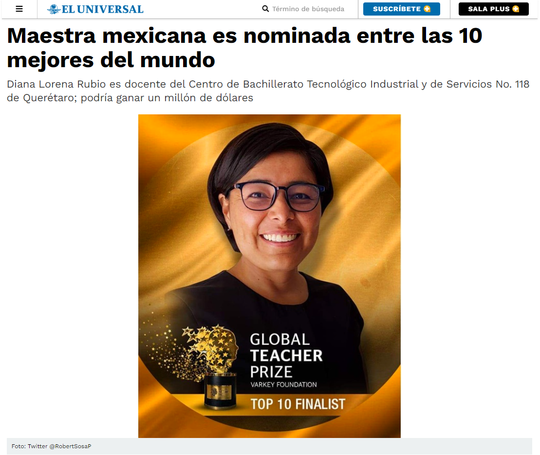 Una mexicana, entre los 10 mejores docentes del mundo; podría ganar un millón de dólares