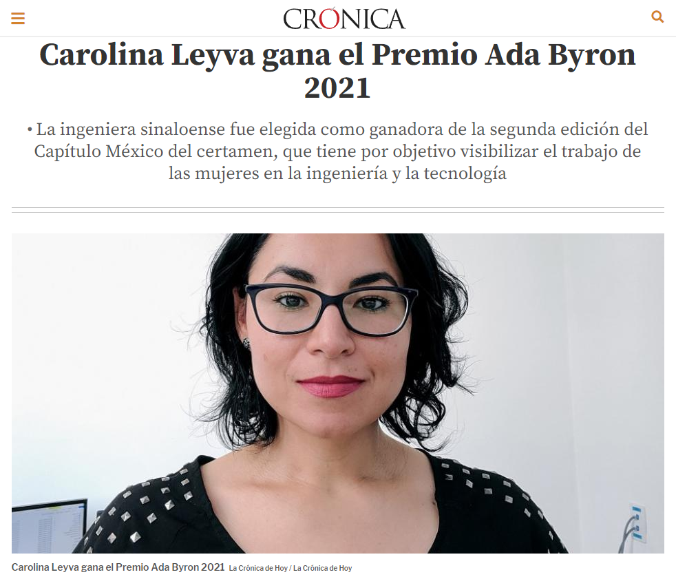 Carolina Leyva gana el Premio Ada Byron 2021