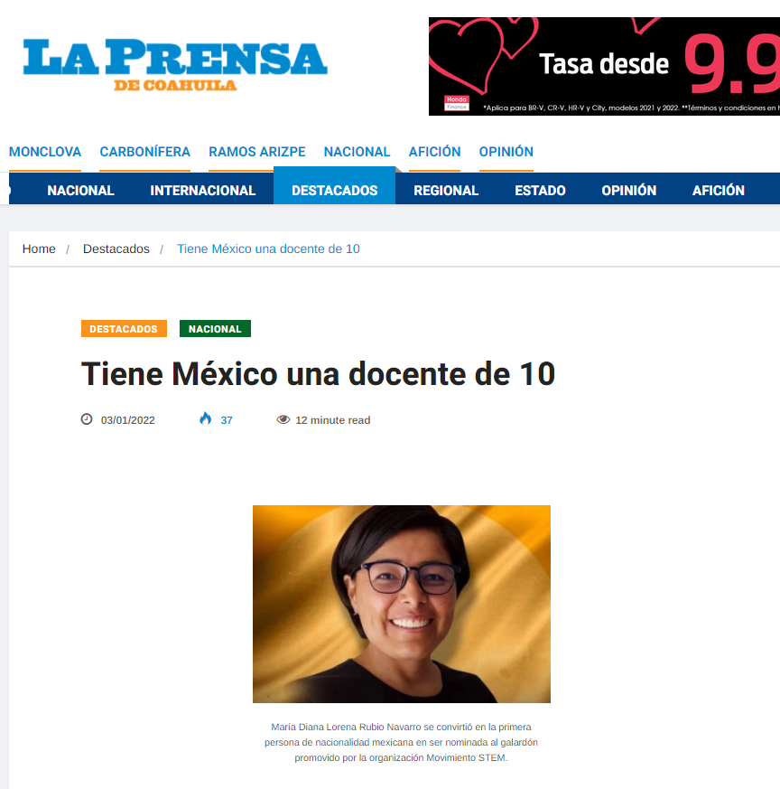 Tiene México una docente de 10