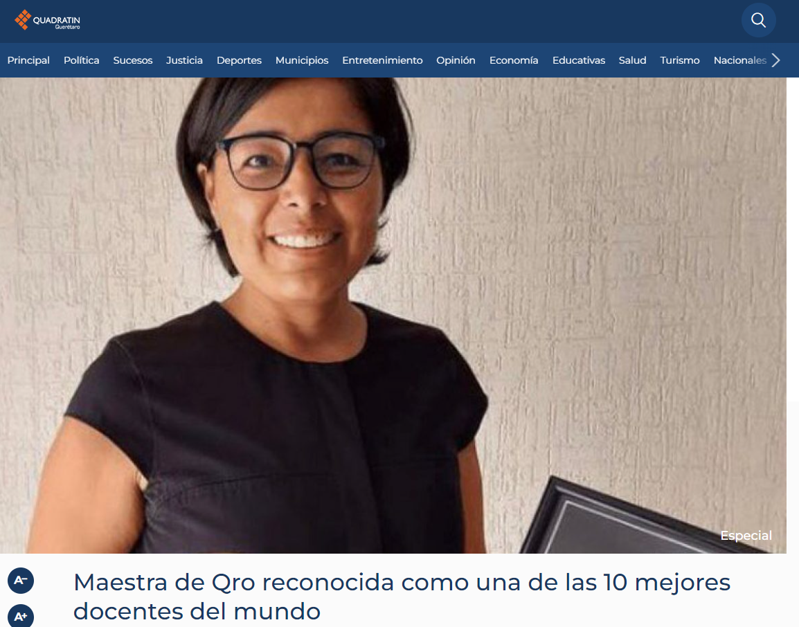 Maestra de Qro reconocida como una de las 10 mejores docentes del mundo