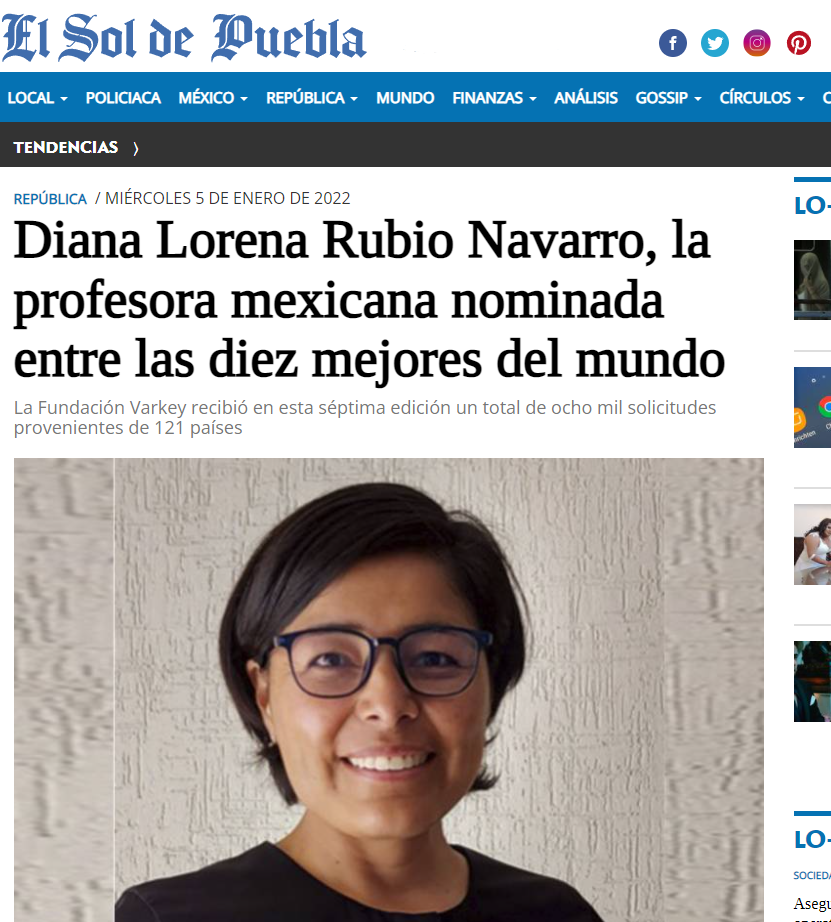 Diana Lorena Rubio Navarro, la profesora mexicana nominada entre las diez mejores del mundo