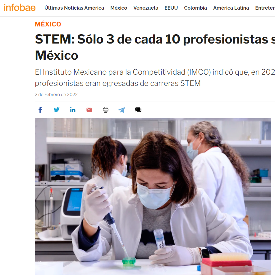 STEM: Sólo 3 de cada 10 profesionistas son mujeres en México