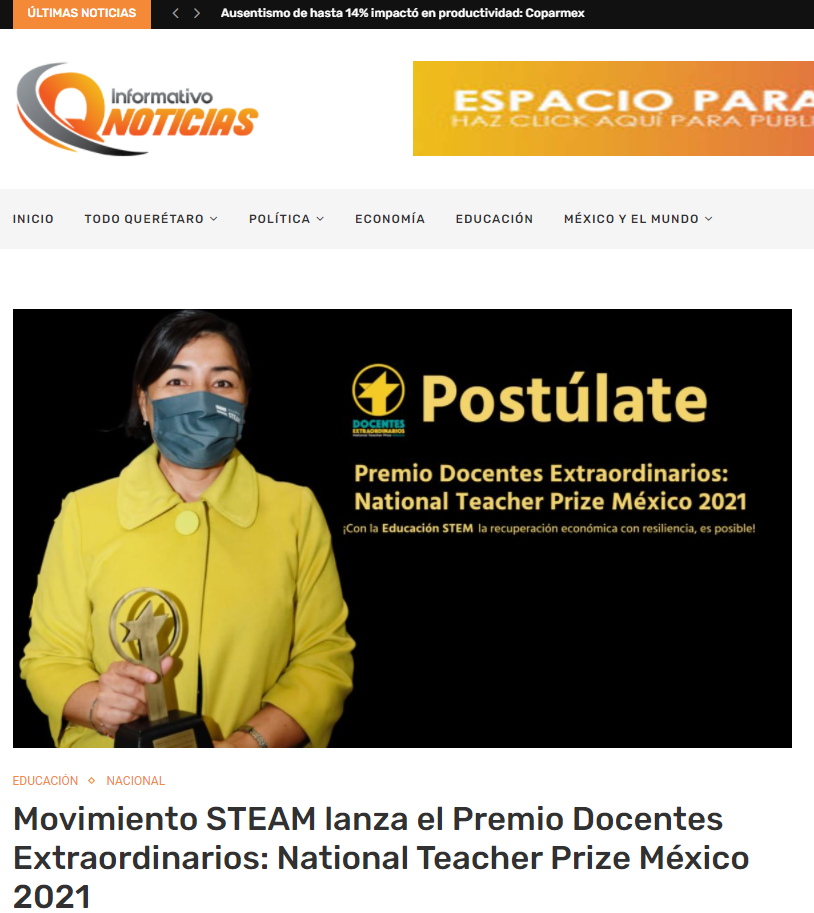 Movimiento STEAM lanza el Premio Docentes Extraordinarios: National Teacher Prize México 2021