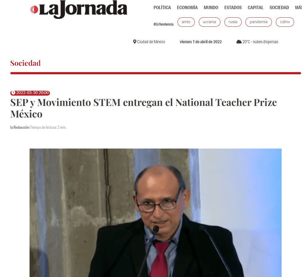 SEP y Movimiento STEM entregan el National Teacher Prize México