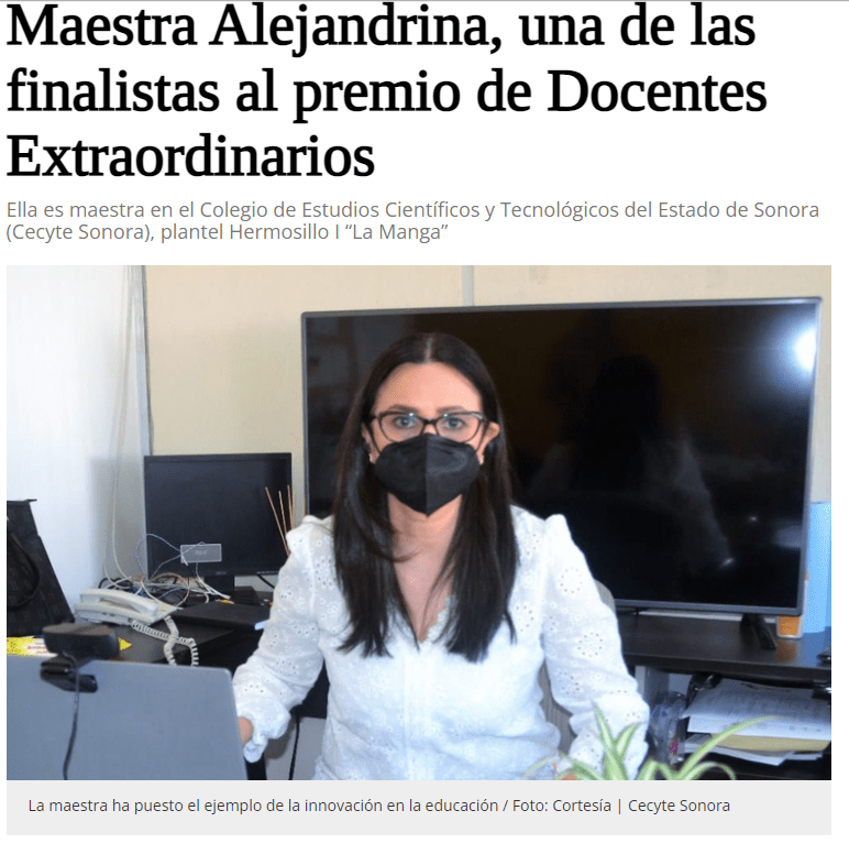 Maestra Alejandrina, una de las finalistas al premio de Docentes Extraordinarios
