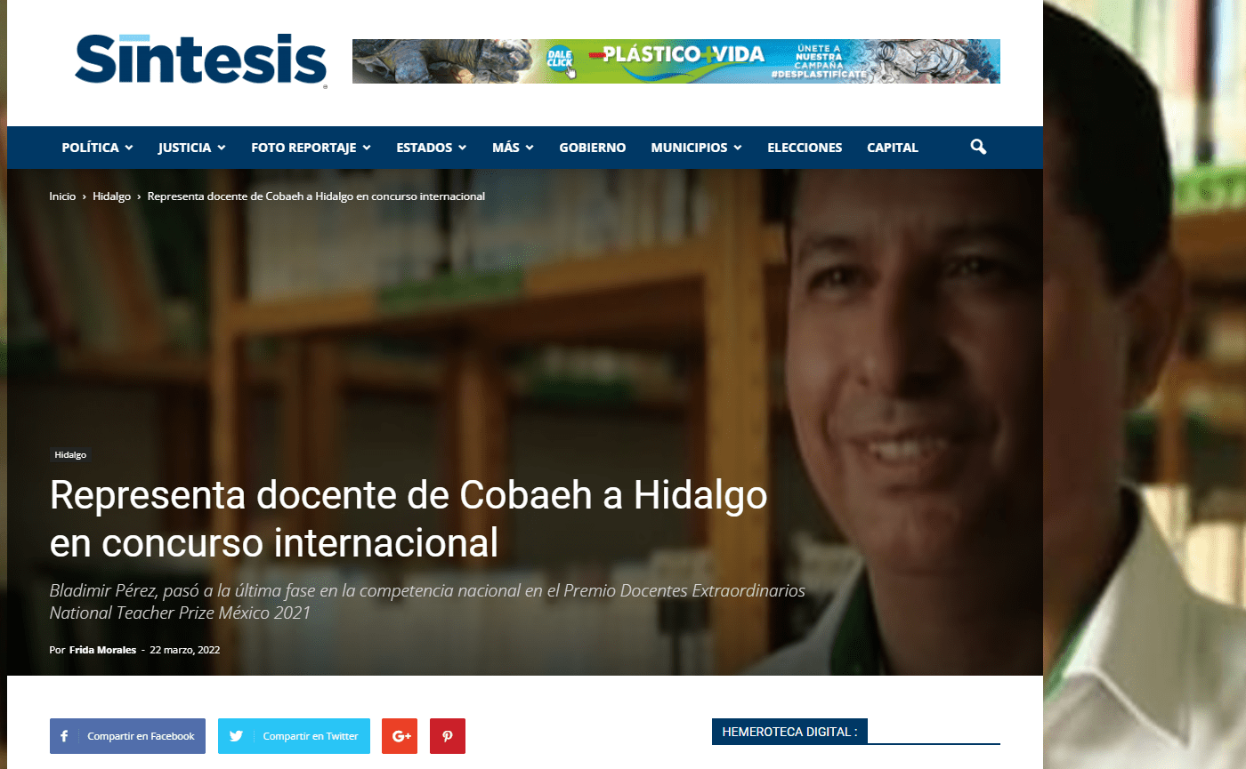 Representa docente de Cobaeh a Hidalgo en concurso internacional