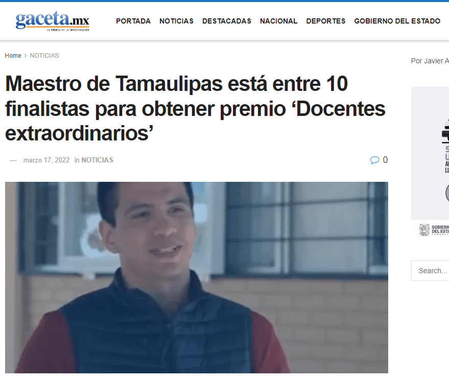 Maestro de Tamaulipas está entre 10 finalistas para obtener premio ‘Docentes extraordinarios’