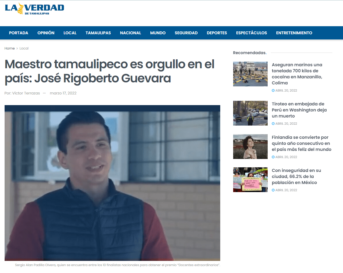 Maestro tamaulipeco es orgullo en el país: José Rigoberto Guevara