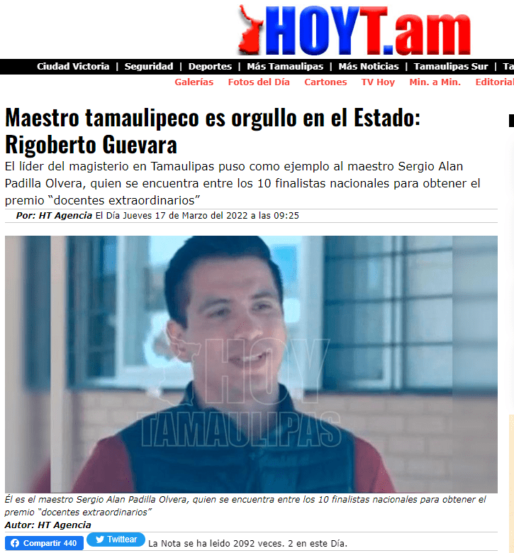 Maestro Tamaulipeco orgullo en el Estado