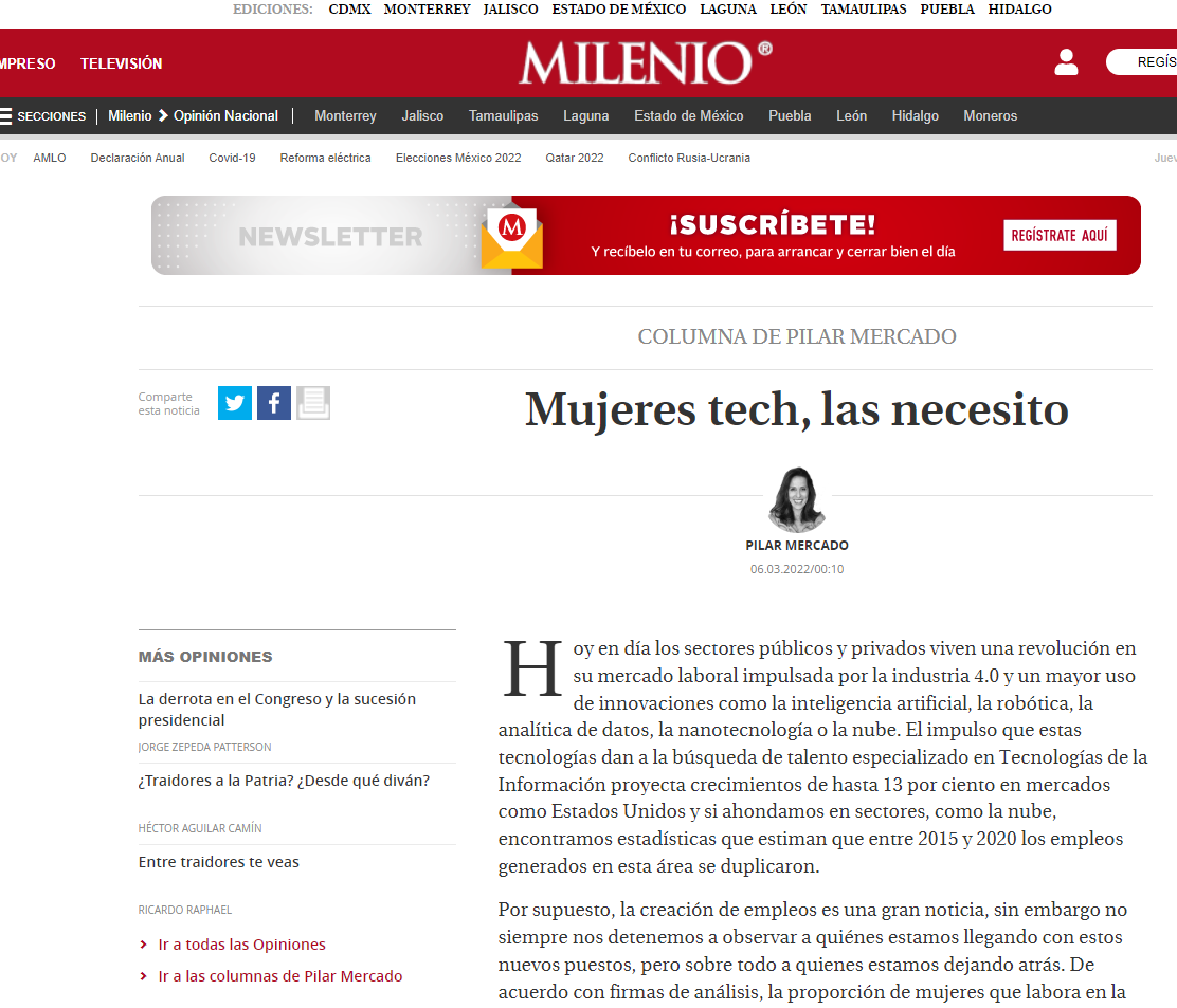 Mujeres tech, las necesito