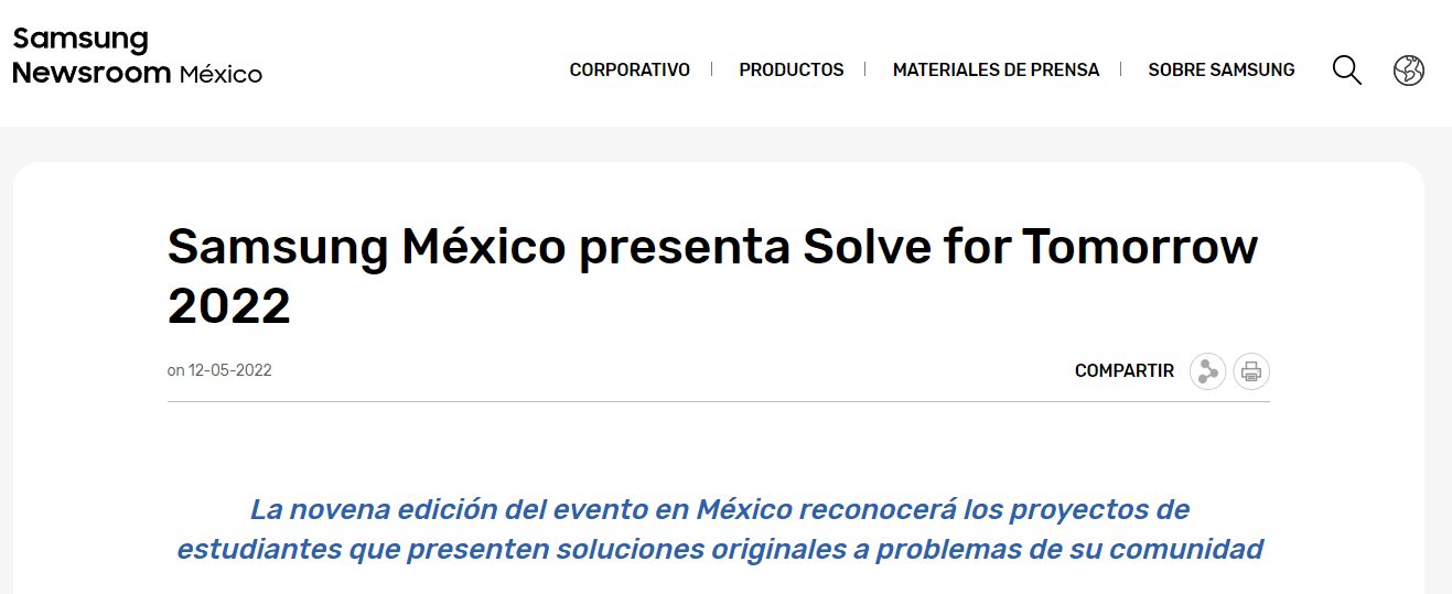 Samsung México presenta Solve for Tomorrow 2022