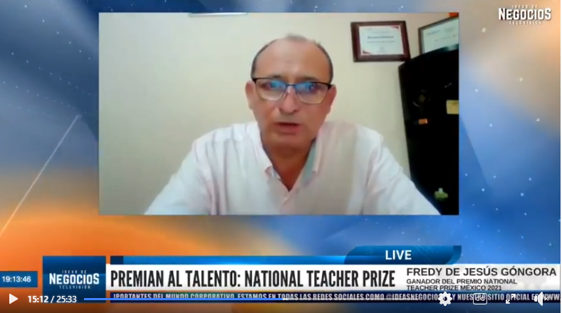 Fredy de Jesús Góngora Cabrera, ganador del Premio National Teacher Prize México 2021