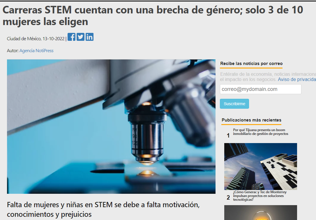 Carreras STEM cuentan con una brecha de género; solo 3 de 10 mujeres las eligen