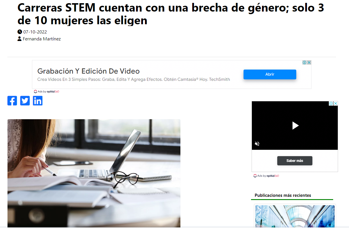Carreras STEM cuentan con una brecha de género; sólo 3 de 10 mujeres las eligen