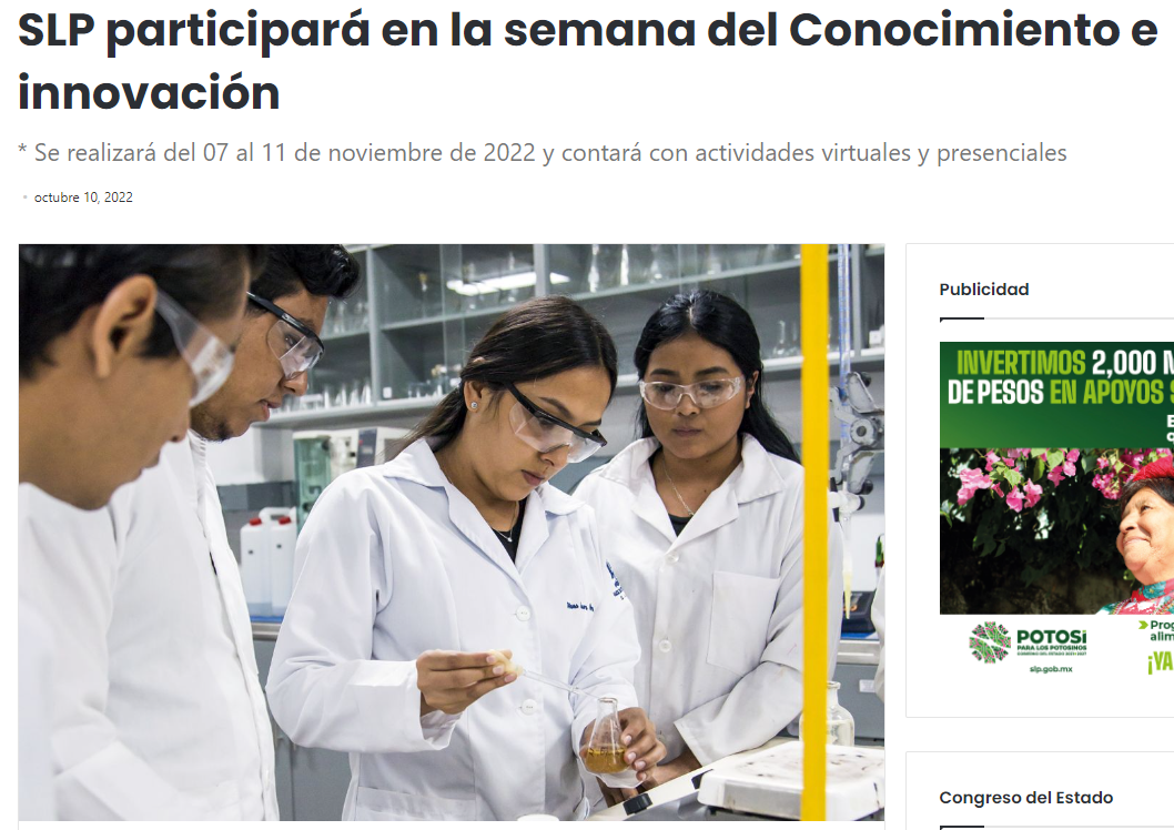 SLP participará en la semana del Conocimiento e innovación