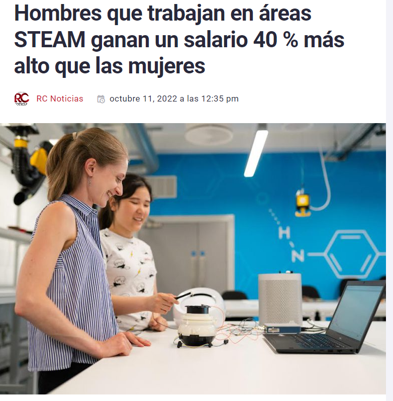 Hombres que trabajan en áreas STEAM ganan un salario 40 % más alto que las mujeres