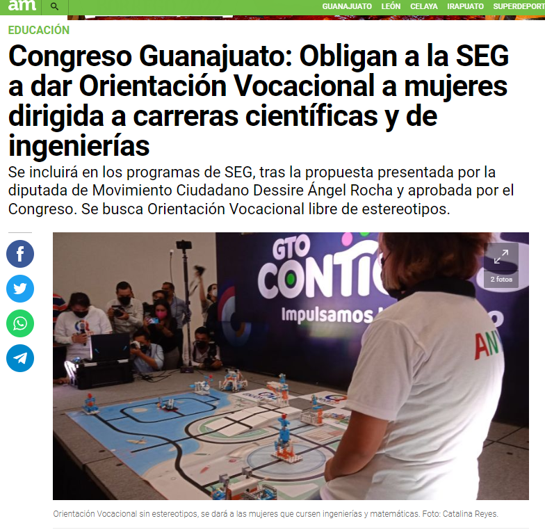 Congreso Guanajuato: Obligan a la SEG a dar Orientación Vocacional a mujeres dirigida a carreras científicas y de ingenierías