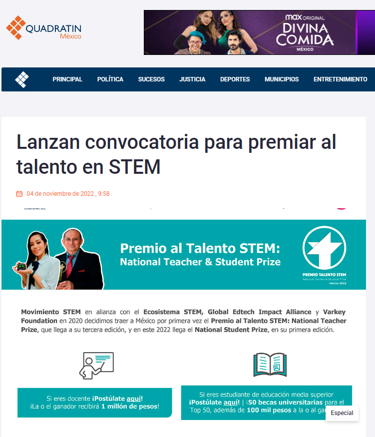 Lanzan convocatoria para premiar al talento en STEM