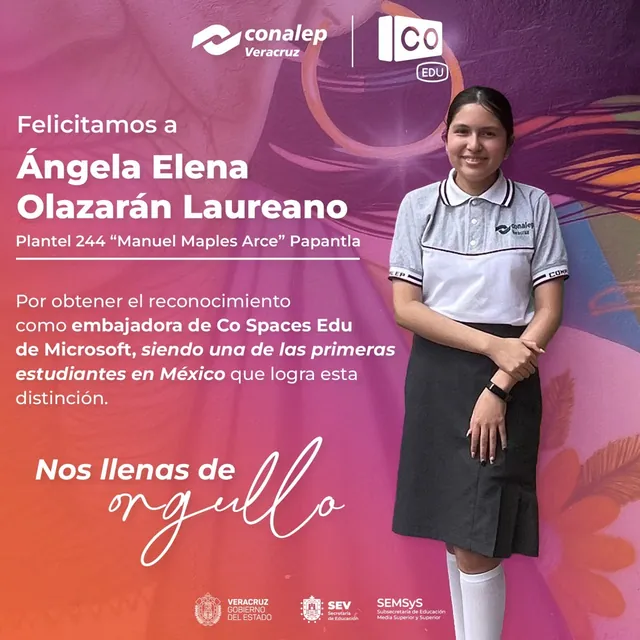 Ángela, del Conalep de Papantla, gana el National Student Prize 2023